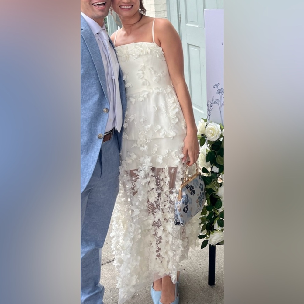 Anthropologie Ivory Floral Bridal Dress